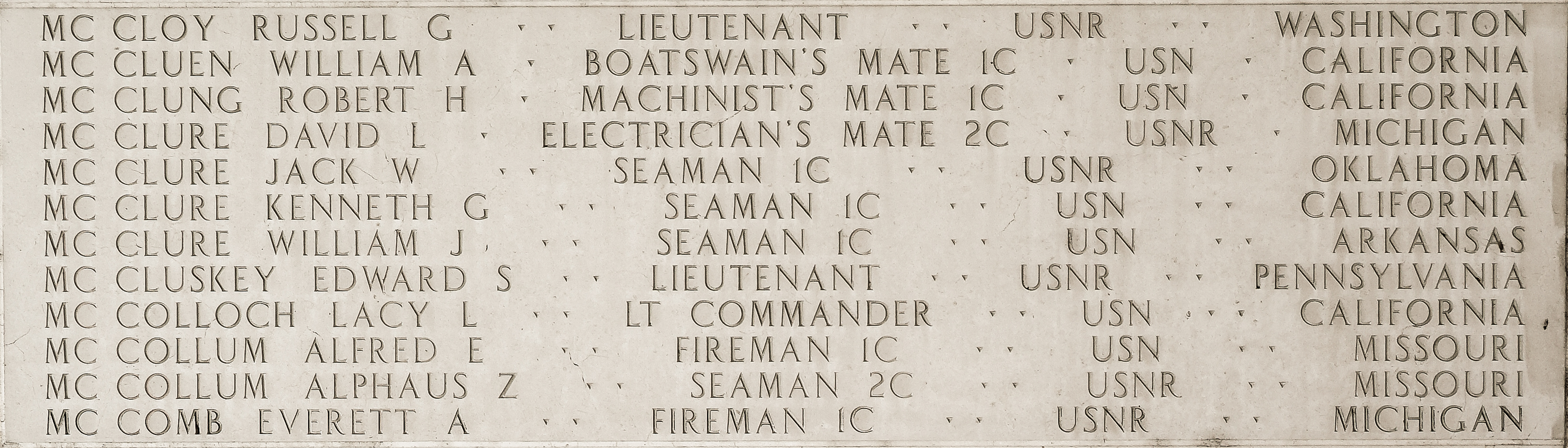 William A. McCluen, Boatswain's Mate First Class